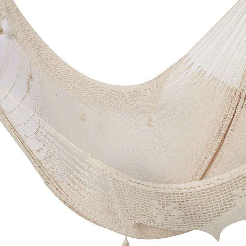 Outdoor undercover cotton Mayan Legacy hammock with hand crocheted tassels Queen Size Marble Colour | Outdoorium
