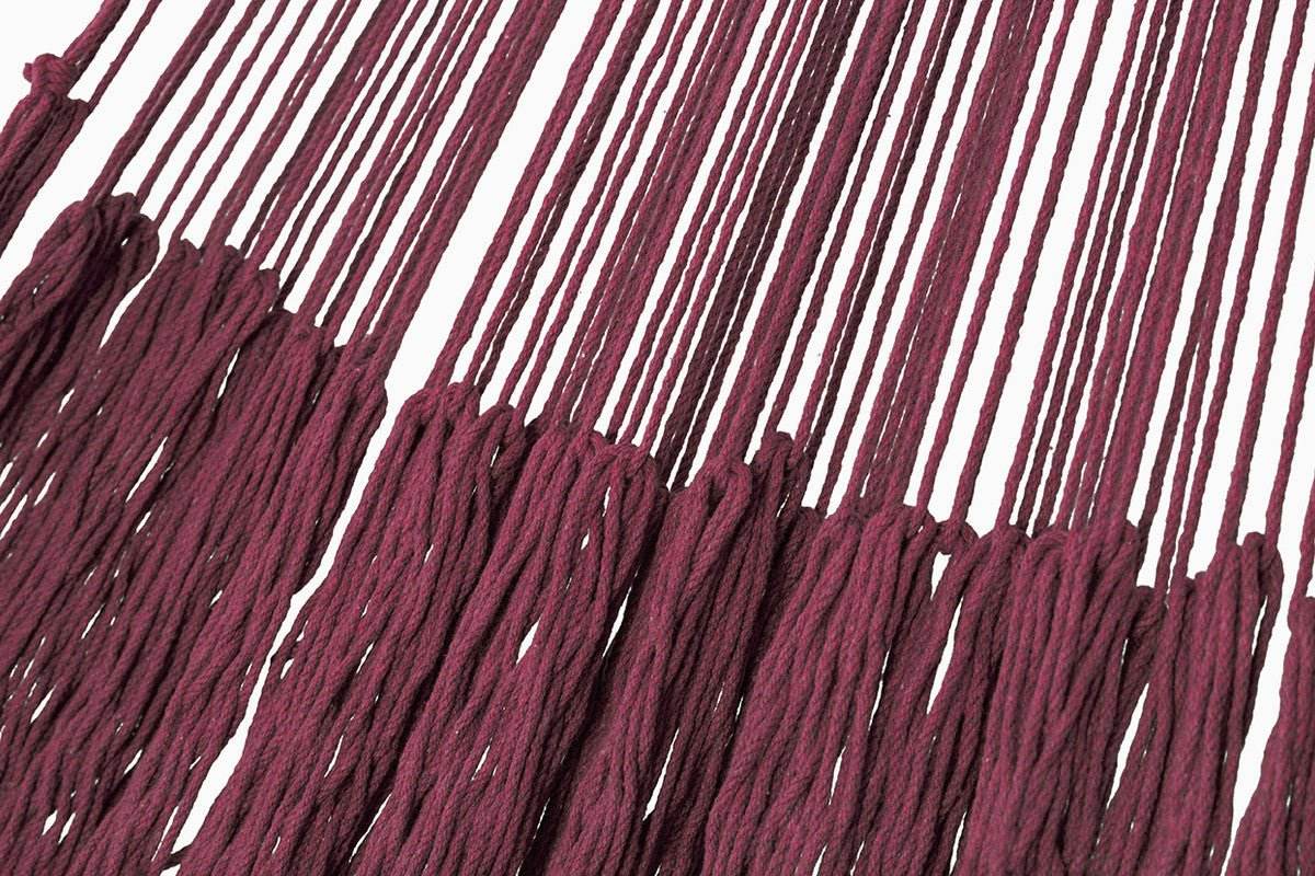 Outdoor undercover cotton Mayan Legacy hammock with hand crocheted tassels Queen Size Maroon - Outdoorium