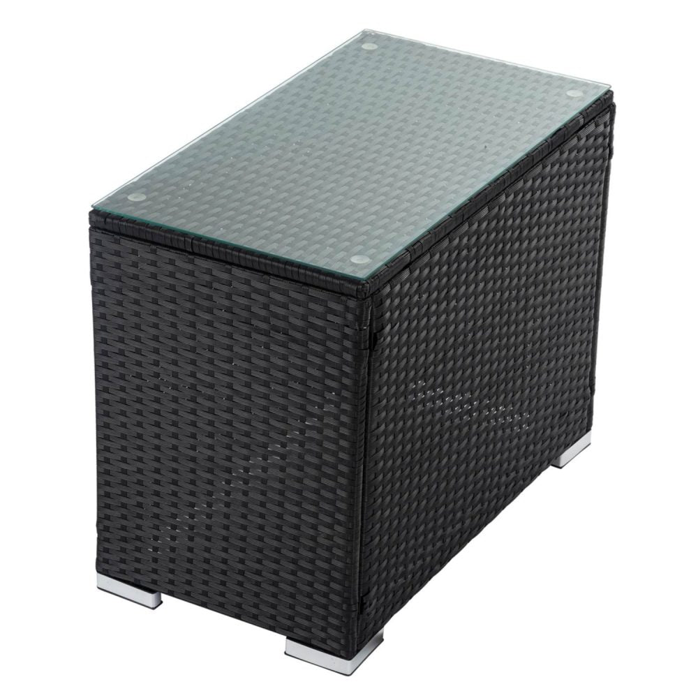 Outdoor Wicker End Table Black - Outdoorium