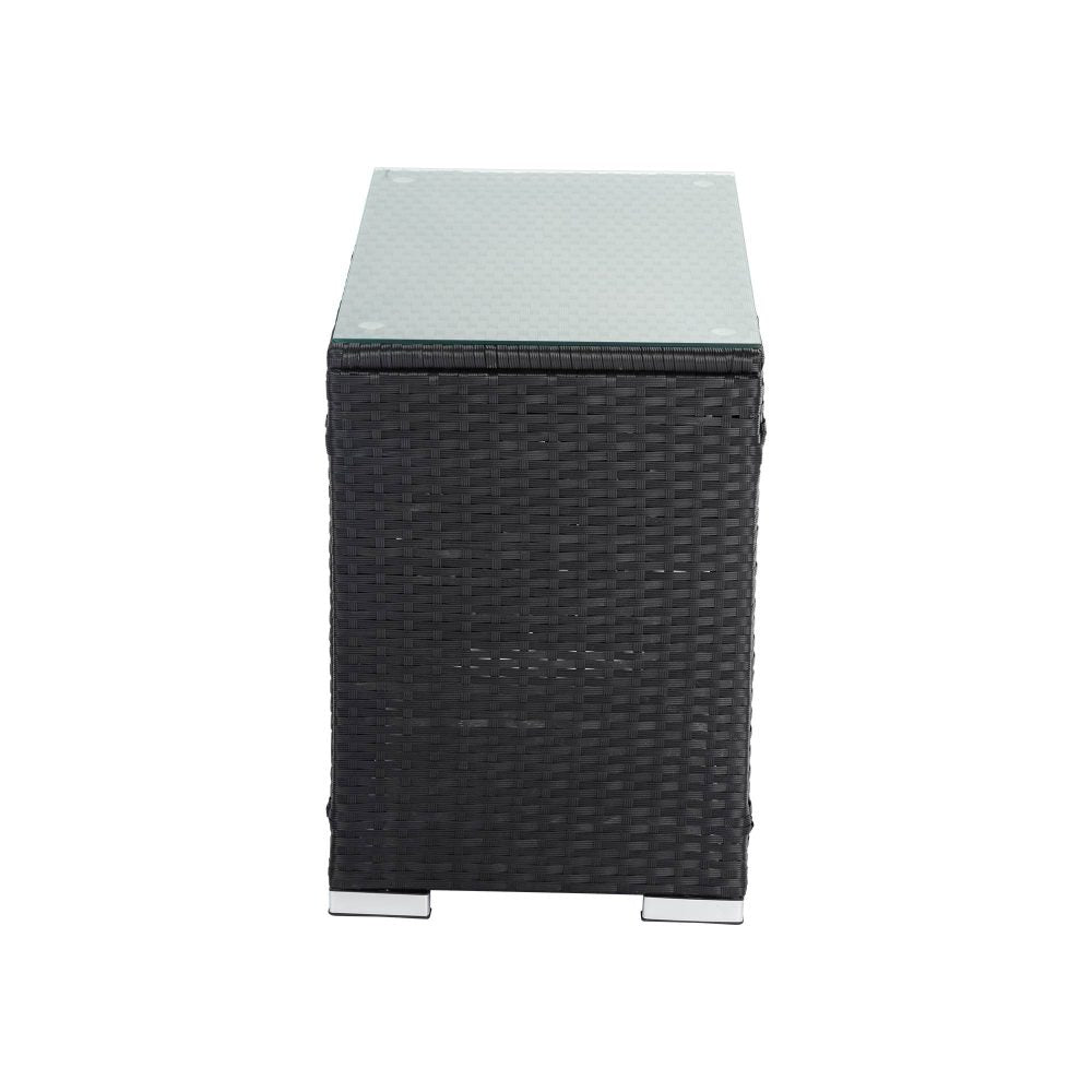 Outdoor Wicker End Table Black - Outdoorium