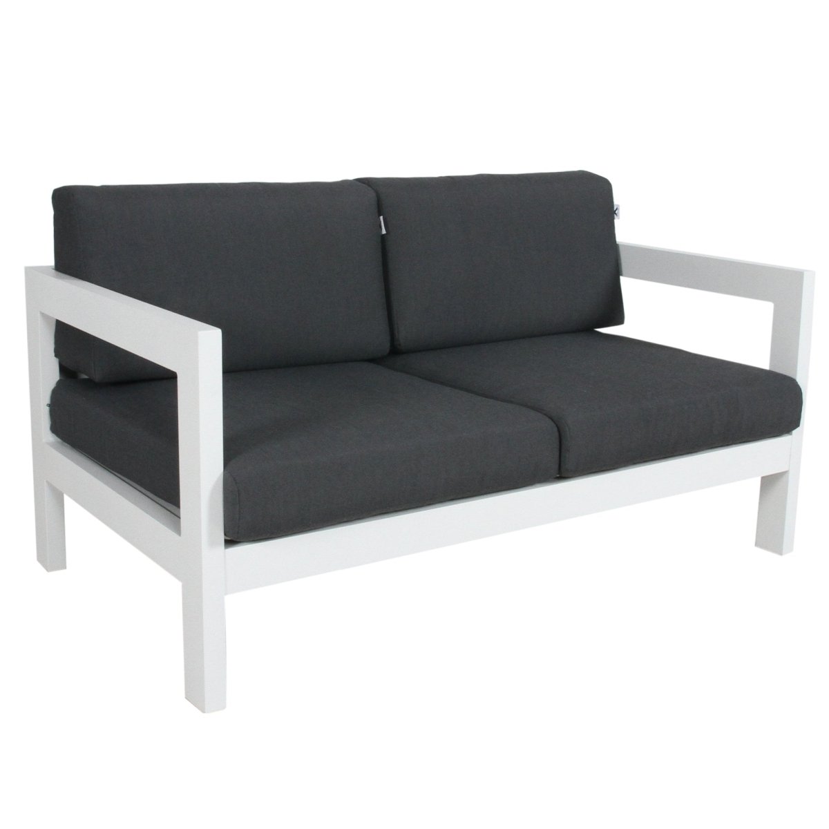 Outie 2pc Set 1+2 Seater Outdoor Sofa Lounge Aluminium Frame White - Outdoorium