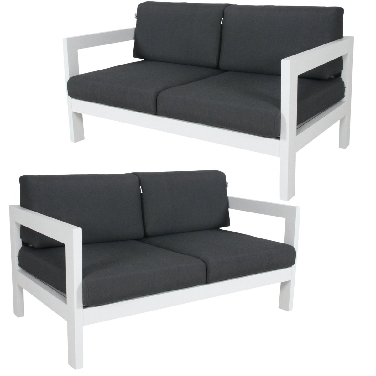 Outie 2pc Set 2+2 Seater Outdoor Sofa Lounge Aluminium Frame White - Outdoorium