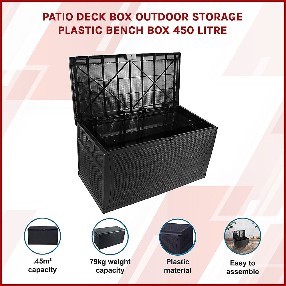 Patio Deck Box Outdoor Storage Plastic Bench Box 450 Litre – product image 7