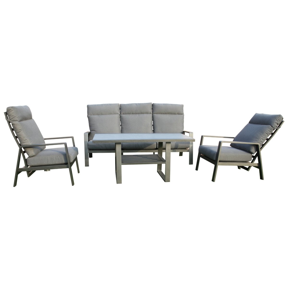 Pearl 4pc Outdoor Sofa Set Coffee Table Chair 3 Seater Lounge - Outdoorium