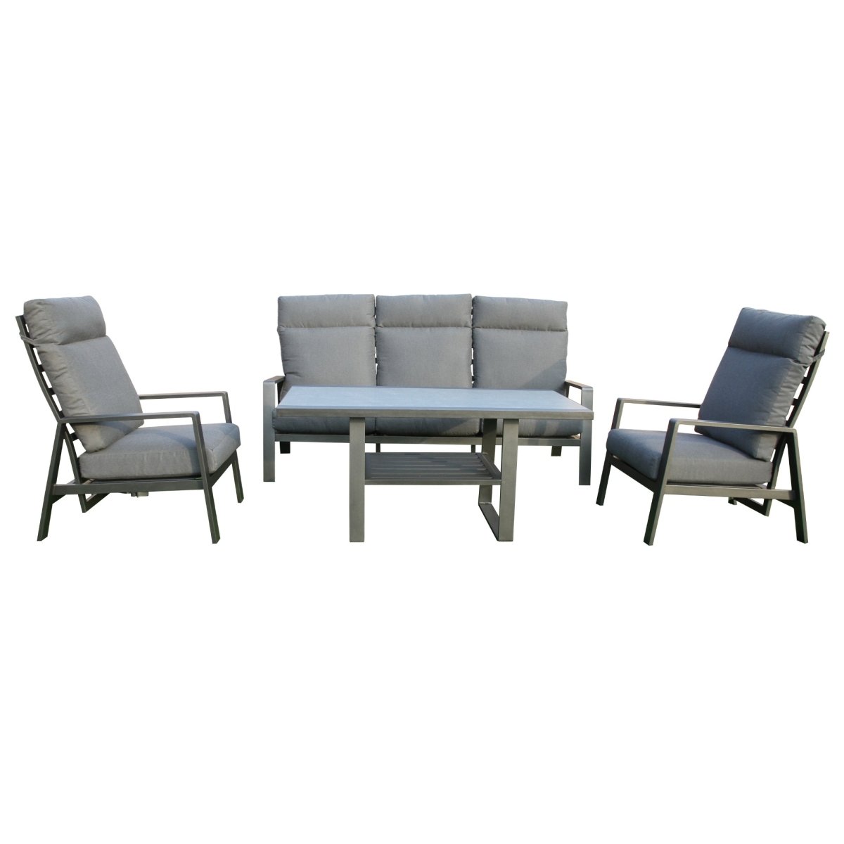 Pearl 4pc Outdoor Sofa Set Coffee Table Chair 3 Seater Lounge - Outdoorium