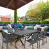 Percy 9pc 200cm Outdoor Trestle Dining Table Chair Set Aluminium Frame Grey - Outdoorium