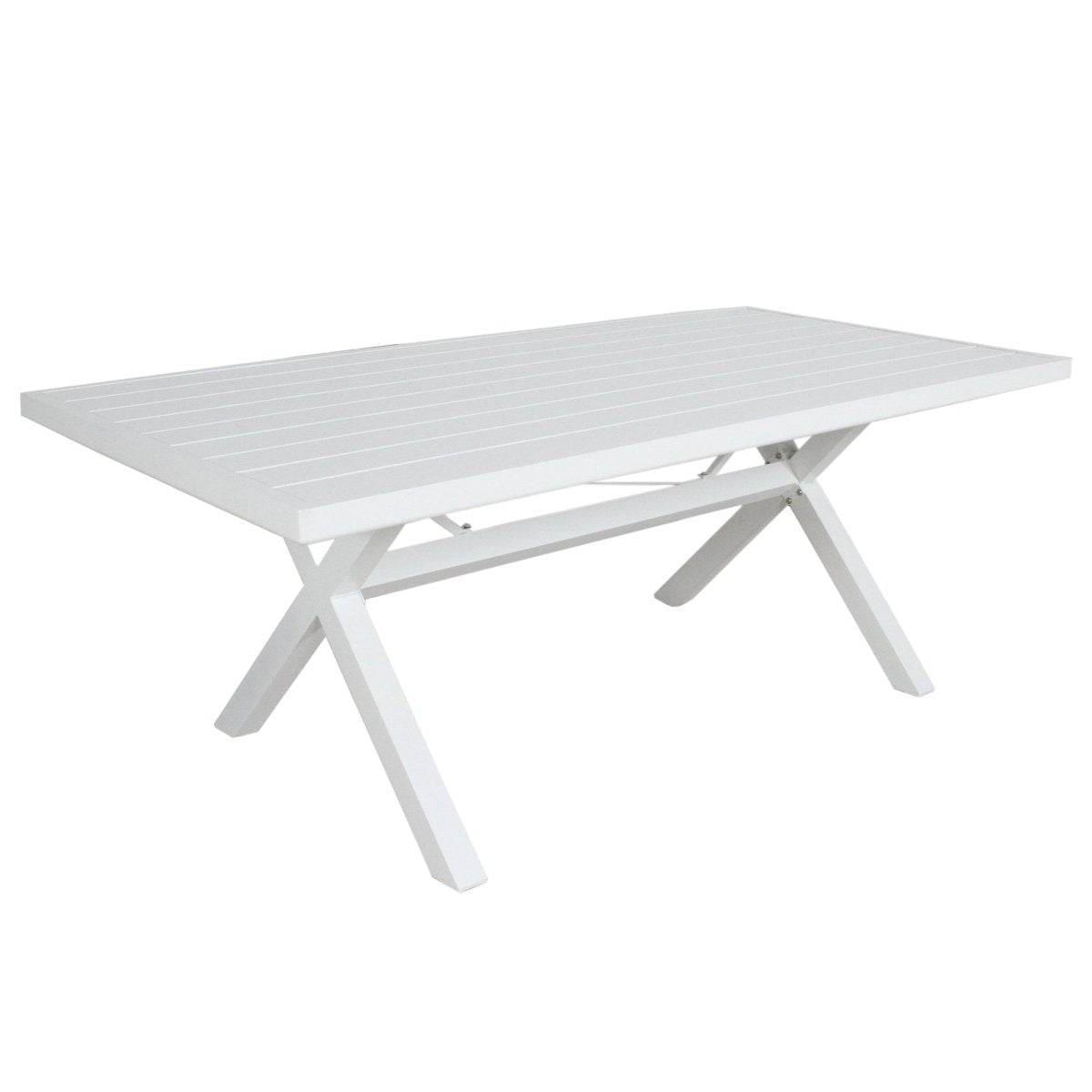 Percy 9pc 200cm Outdoor Trestle Dining Table Chair Set Aluminium Frame White - Outdoorium
