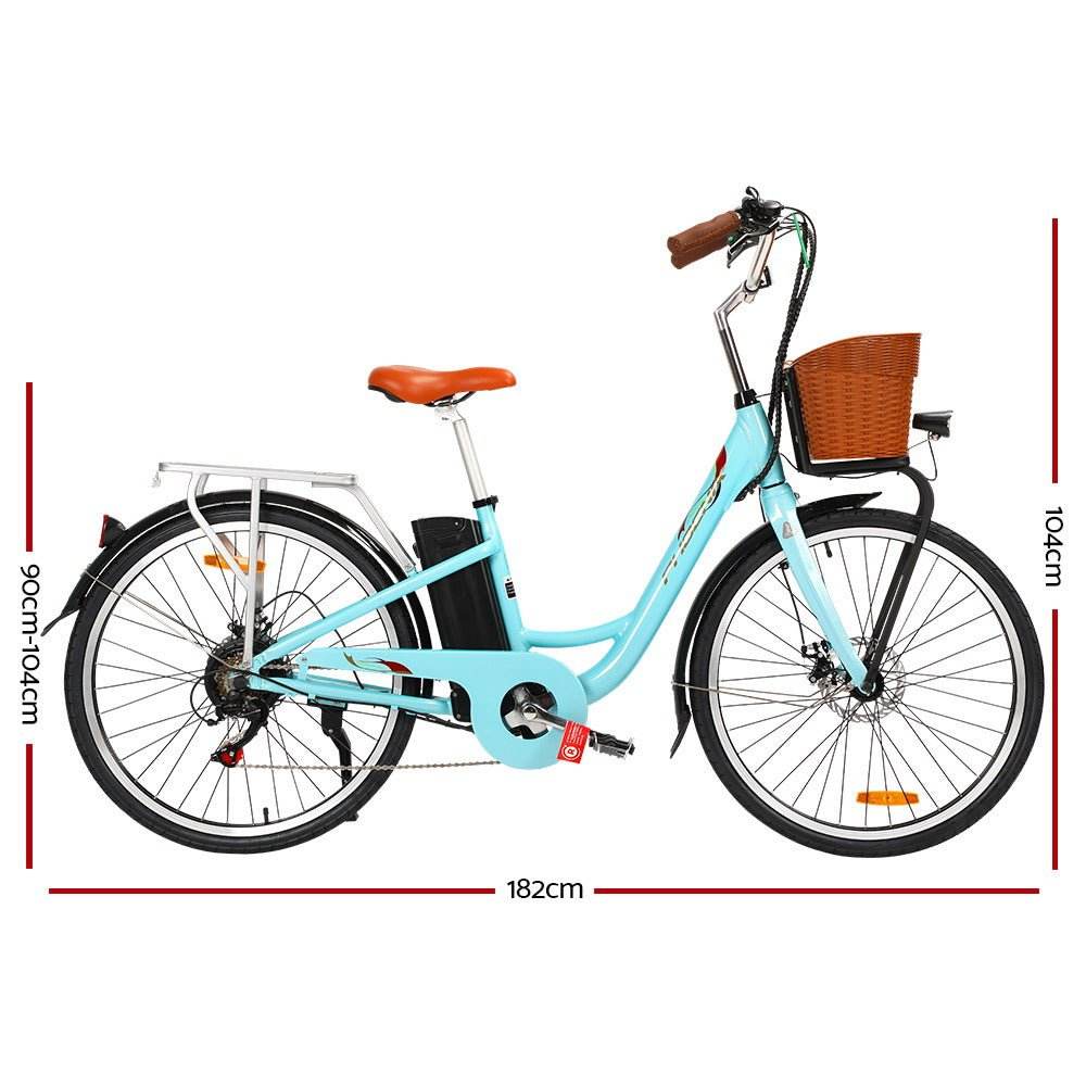 Phoenix 26 Inch Electric Bike Urban Bicycle eBike Removable Battery Blue | Outdoorium