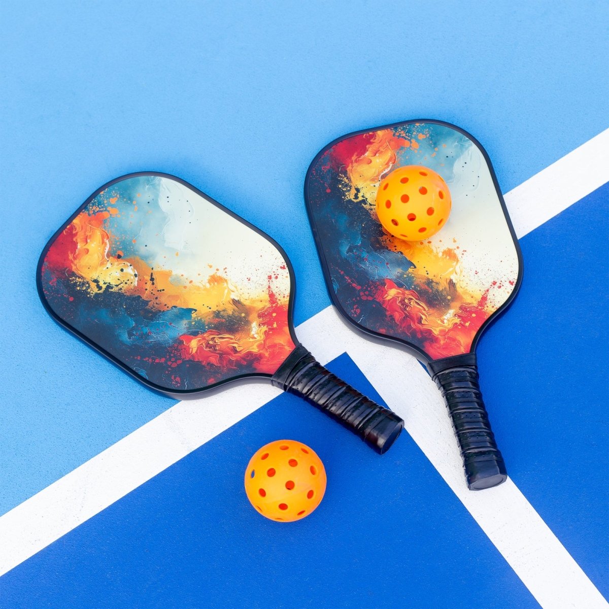 Pickleball Set with 6 Aerodynamic Balls and 2 Fiberglass Paddles - Outdoorium