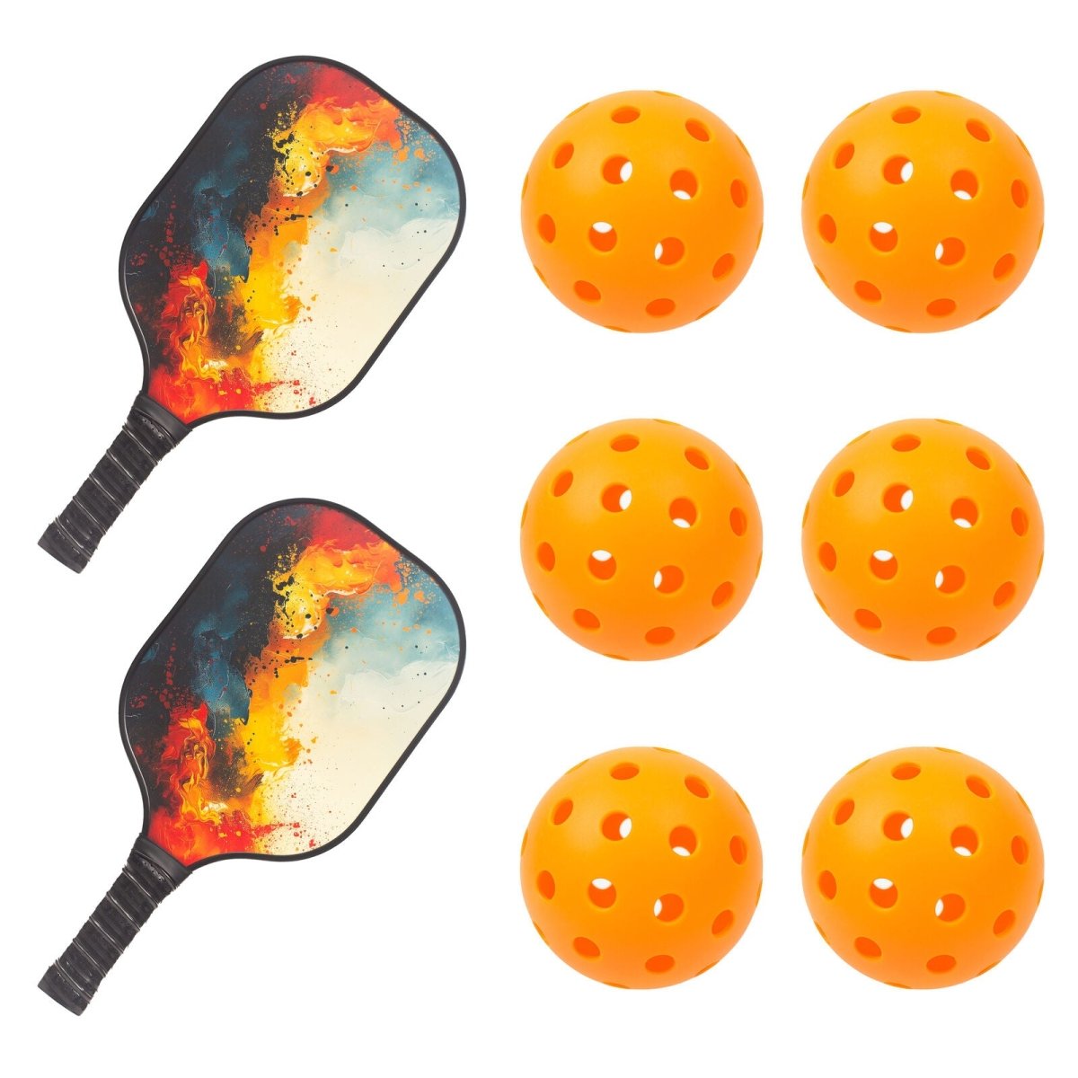 Pickleball Set with 6 Aerodynamic Balls and 2 Fiberglass Paddles - Outdoorium