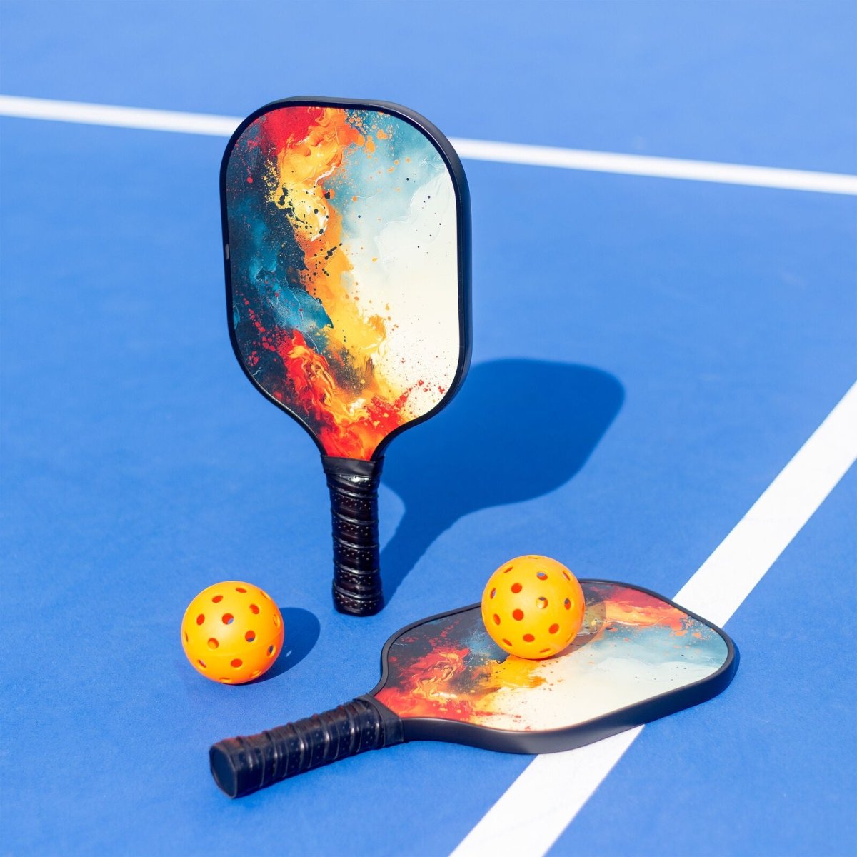 Pickleball Set with 6 Aerodynamic Balls and 2 Fiberglass Paddles - Outdoorium