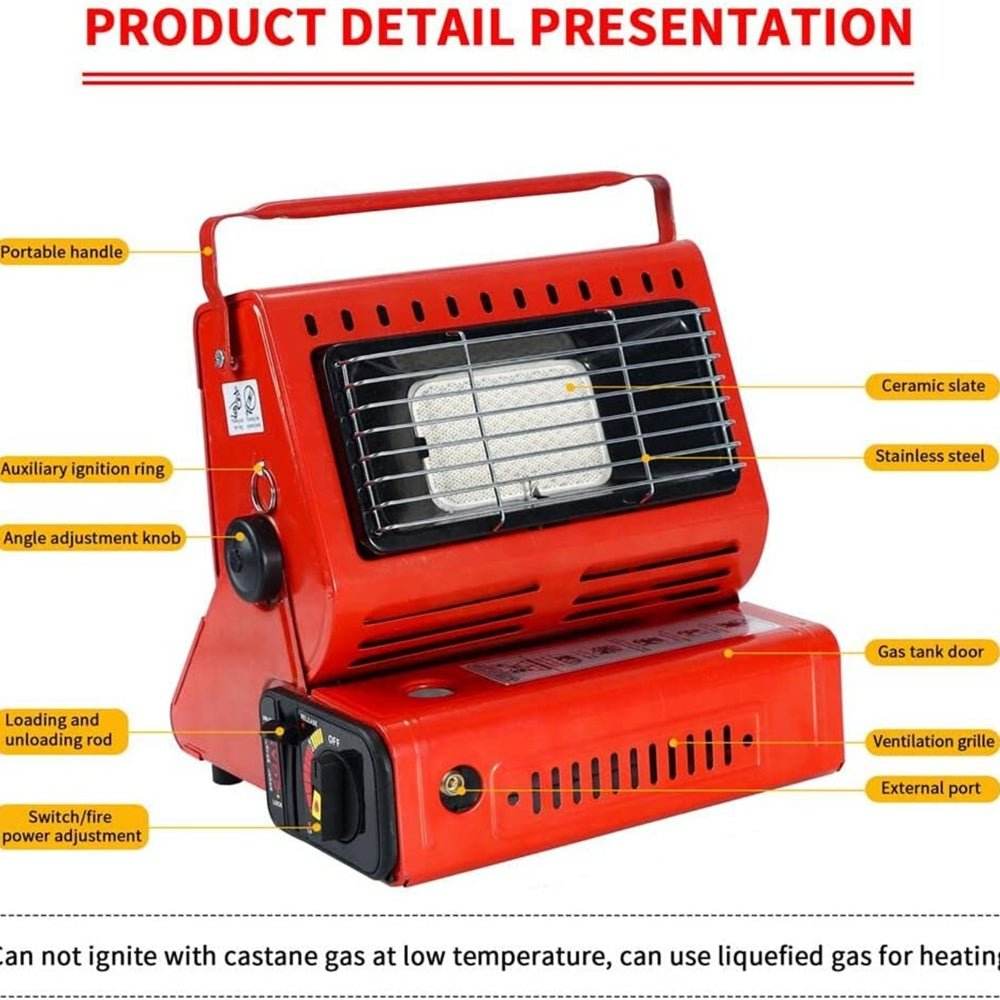 Portable Butane Gas Heater Camping Camp Tent Outdoor Hiking Camper Survival Red | Outdoorium