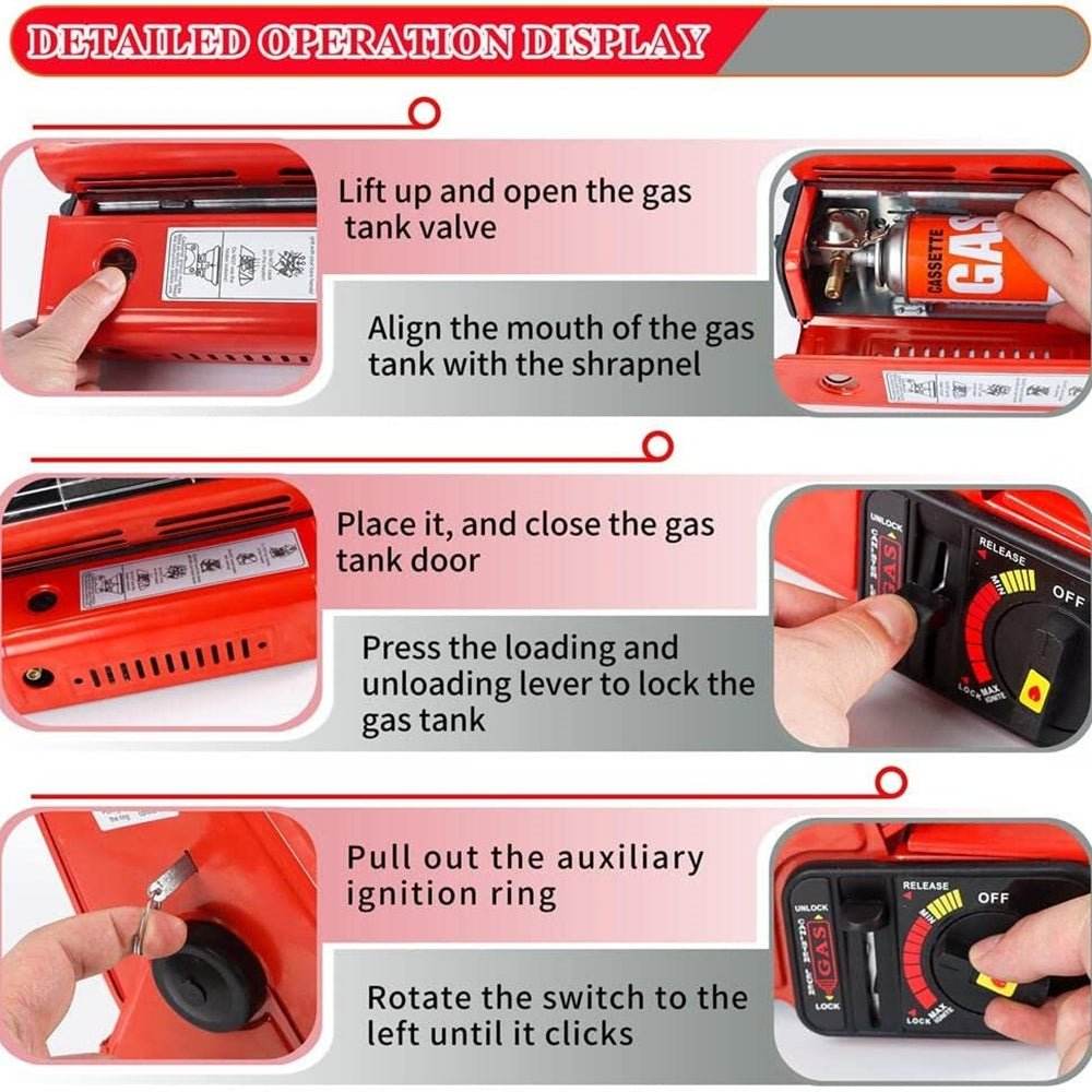Portable Butane Gas Heater Camping Camp Tent Outdoor Hiking Camper Survival Red | Outdoorium