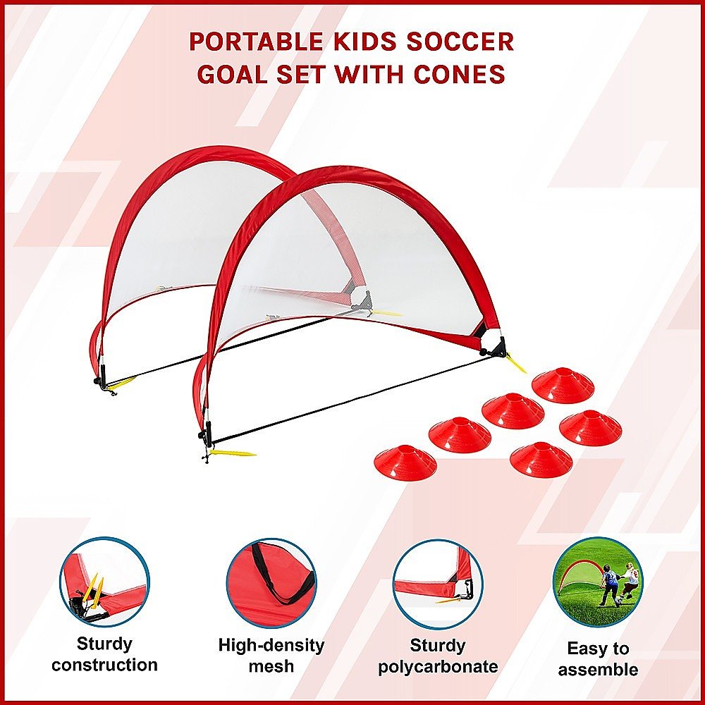 Portable Kids Soccer Goal Set with Cones - Outdoorium