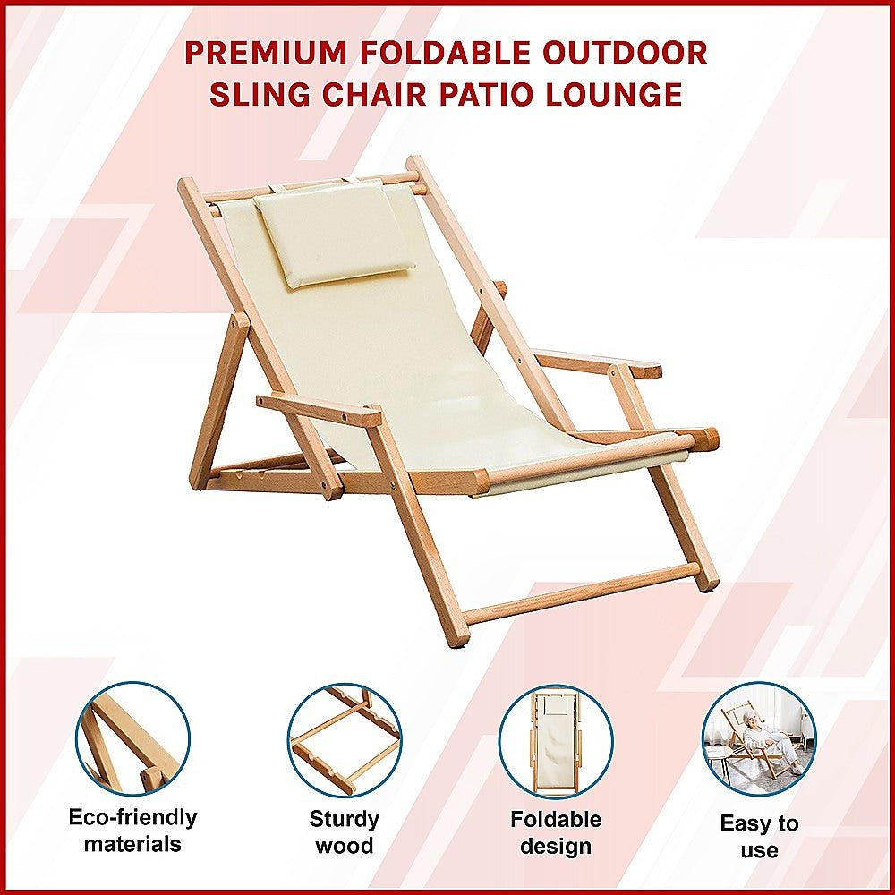 Premium Foldable Outdoor Sling Chair Patio Lounge - Outdoorium