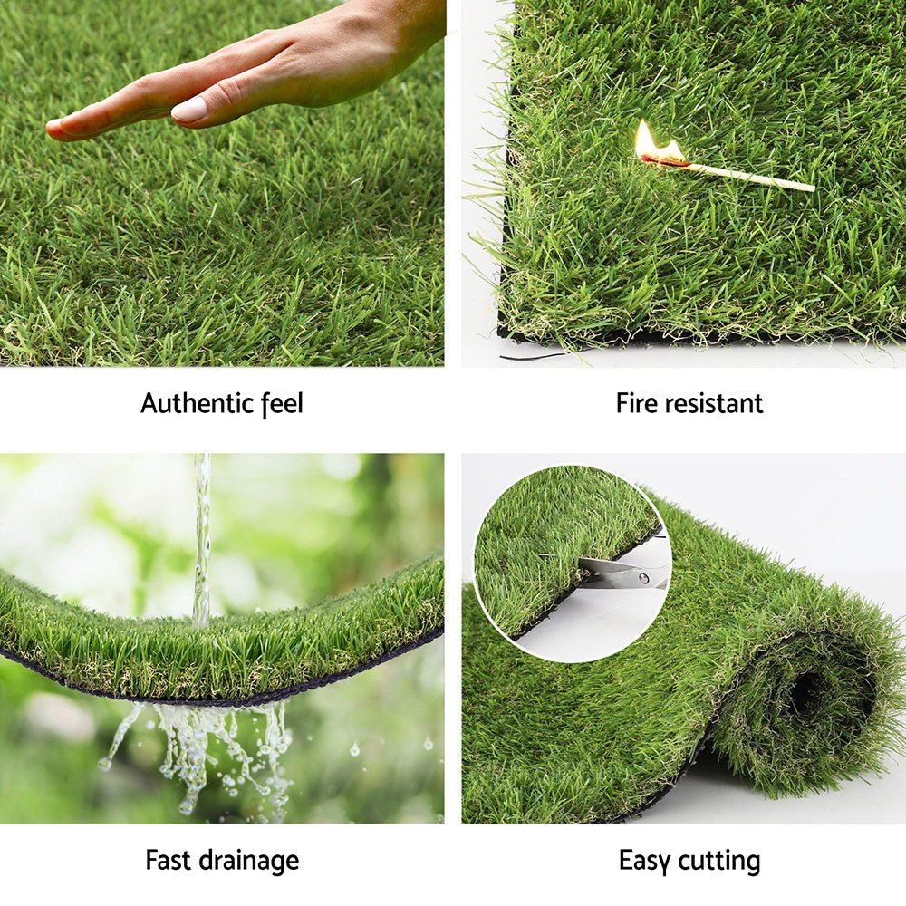 Primeturf Artificial Grass 35mm 2mx5m Synthetic Fake Lawn Turf Plastic Plant 4 - coloured - Outdoorium