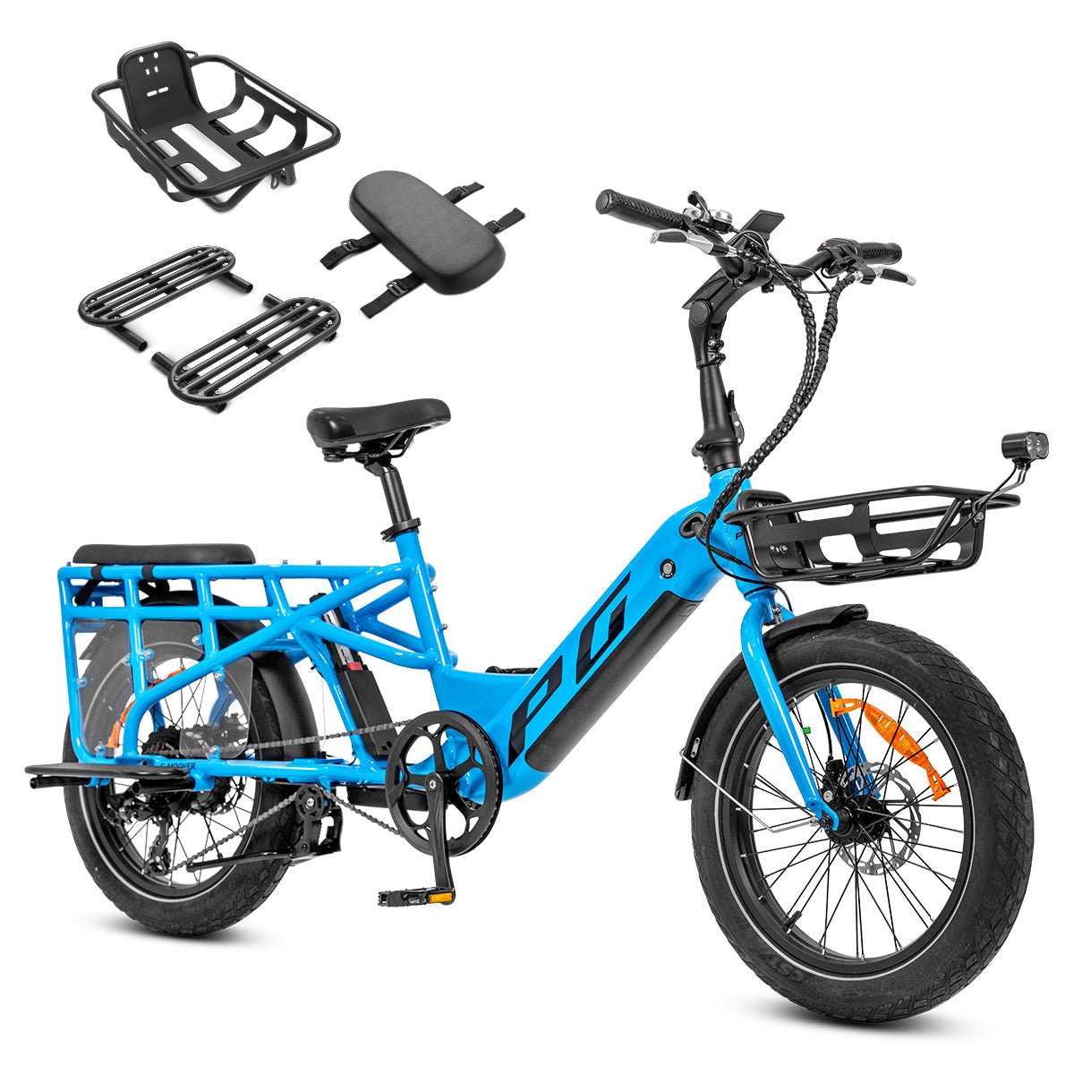 Progear Bikes E - Moover Cargo Bike + Transporter Kit - Electric Blue | Outdoorium