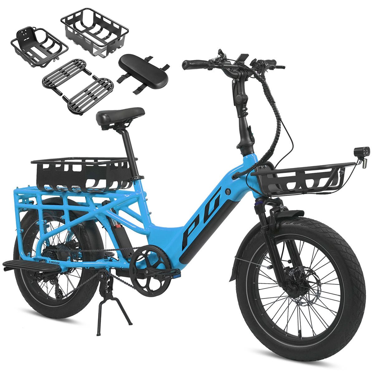 Progear Bikes E - Moover E - Cargo Bike + Accessory Kit - Electric Blue | Outdoorium