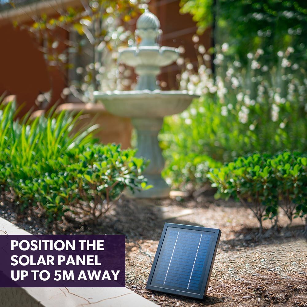 PROTEGE 3 Tier Solar Powered Water Feature Fountain Bird Bath - Light Grey - Outdoorium