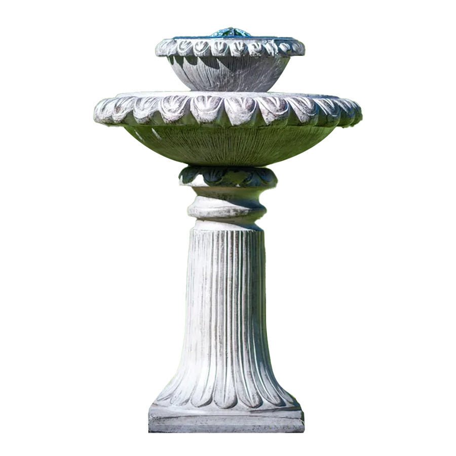 PROTEGE Solar Powered Water Feature Fountain Bird Bath with Lighting Light Grey - Outdoorium