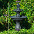 PROTEGE Water Fountain Solar Powered 3 Tiered Battery Outdoor Bird Bath with LED Lights - Outdoorium