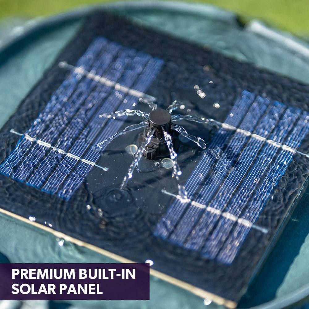 PROTEGE Water Fountain Solar Powered Battery Outdoor Bird Bath with LED Lights - Outdoorium