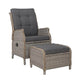 Gardeon Grey Wicker Sun Lounge Recliner & Ottoman Set - View 1