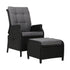 Gardeon Black Wicker Sun Lounge Recliner & Ottoman Set - View 1