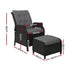 Gardeon Black Wicker Sun Lounge Recliner & Ottoman Set - View 2