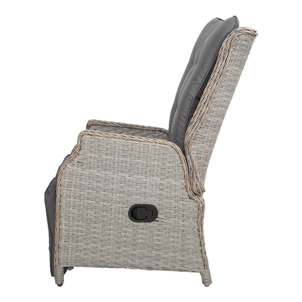 Gardeon 2-Piece Grey Wicker Outdoor Recliner Sun Lounge Set - View 4