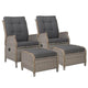 Gardeon 2-Piece Grey Wicker Sun Lounge Recliner & Ottoman Set - View 1