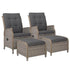 Gardeon 2-Piece Grey Wicker Sun Lounge Recliner & Ottoman Set - View 1