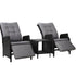 Gardeon 3-Piece Black Wicker Outdoor Recliner & Table Set - View 1