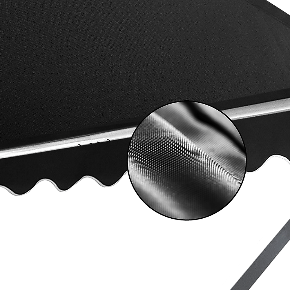 Retractable Fixed Pivot Arm Window Awning Patio Garden Blinds 2.4m x 2.1m Black | Outdoorium