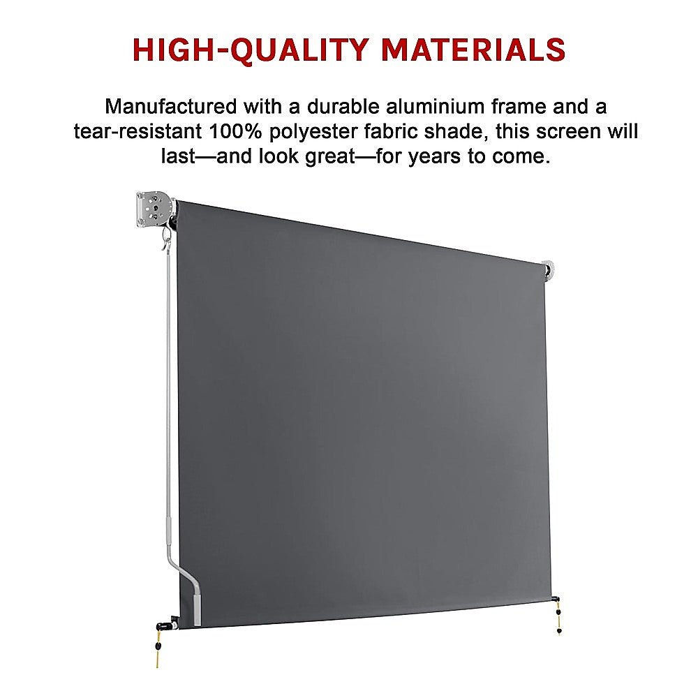 Retractable Straight Drop Roll Down Awning Garden Patio Screen 2.1X2.5M | Outdoorium