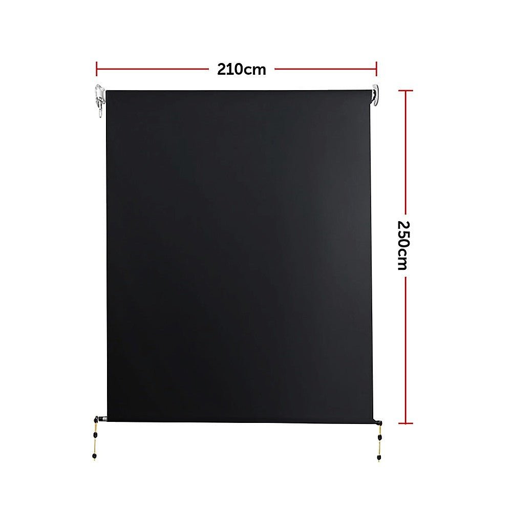 Retractable Straight Drop Roll Down Awning Garden Patio Screen 2.1X2.5M | Outdoorium