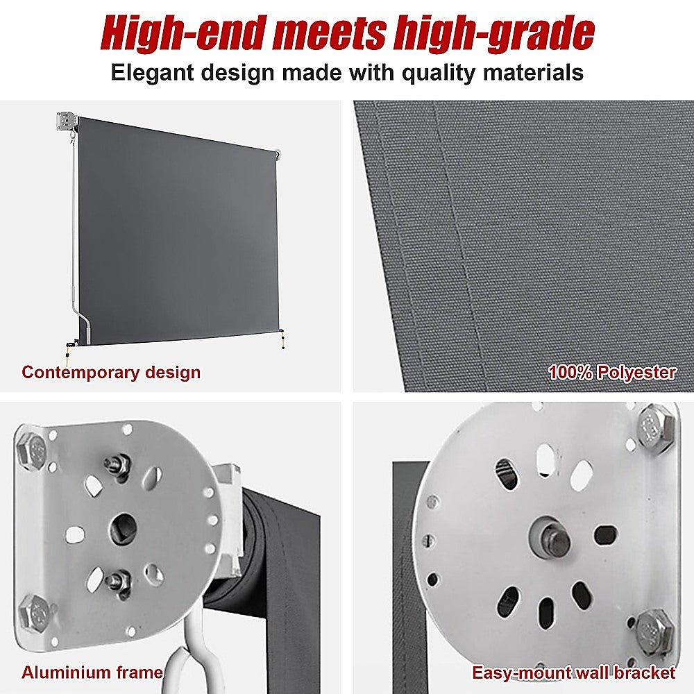 Retractable Straight Drop Roll Down Awning Garden Patio Screen 3.0X2.5M | Outdoorium