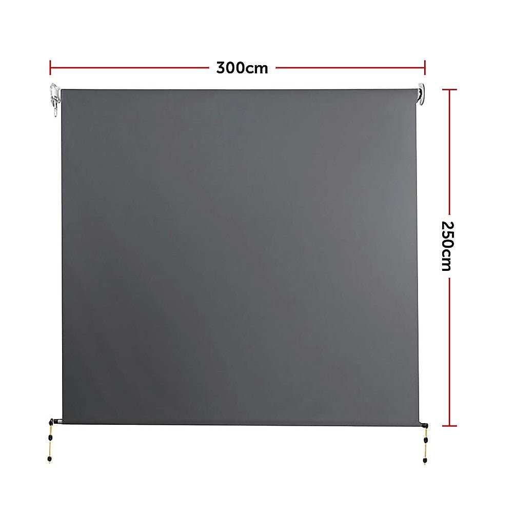 Retractable Straight Drop Roll Down Awning Garden Patio Screen 3.0X2.5M | Outdoorium