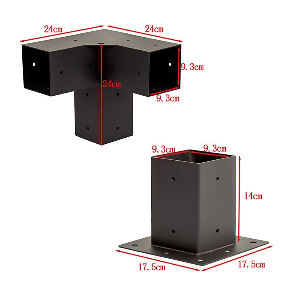 Roof Pergola Gazebo Shed Matte Black Steel Brackets and Black Screen DIY Kits - Outdoorium