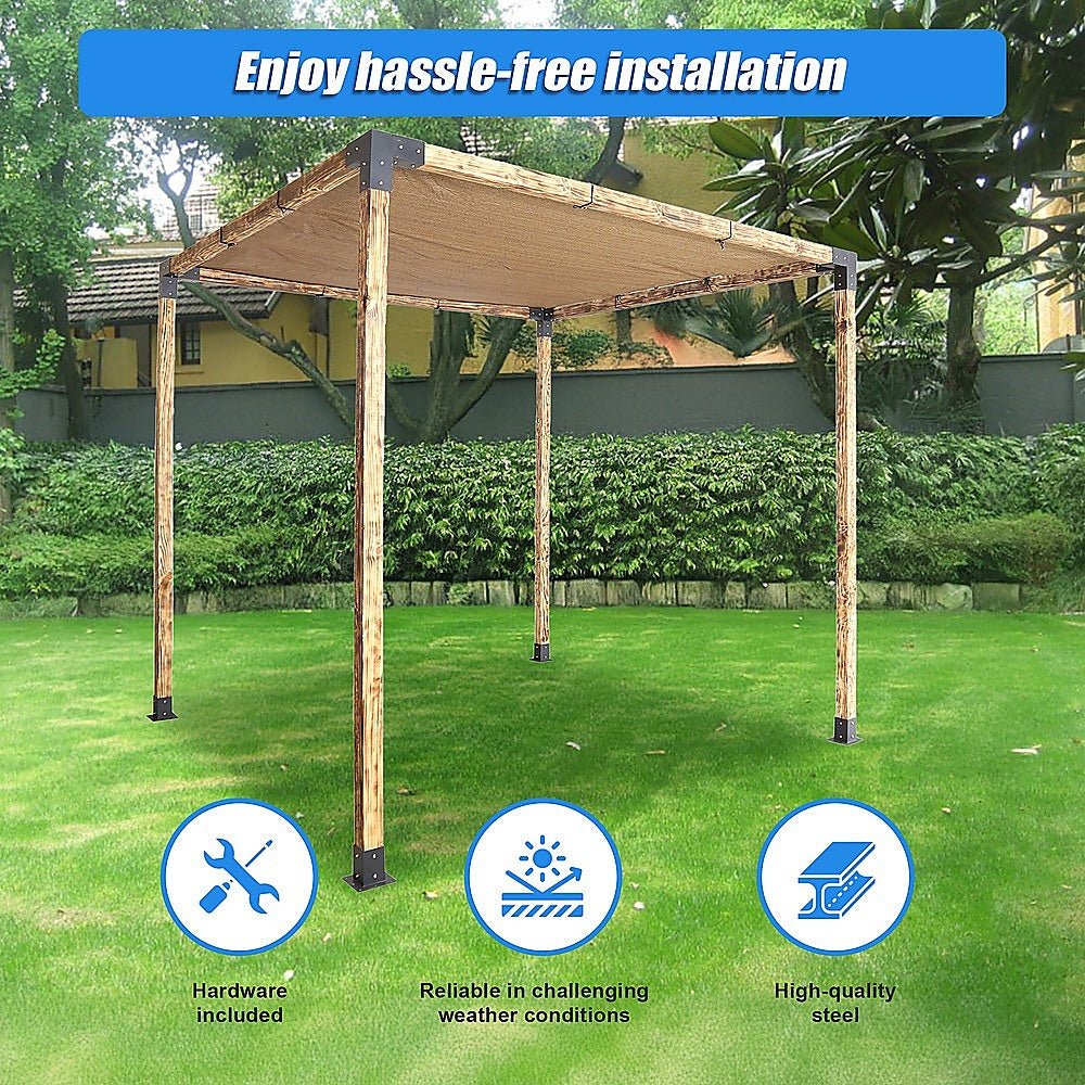 Roof Pergola Gazebo Shed Matte Black Steel Brackets and Black Screen DIY Kits - Outdoorium