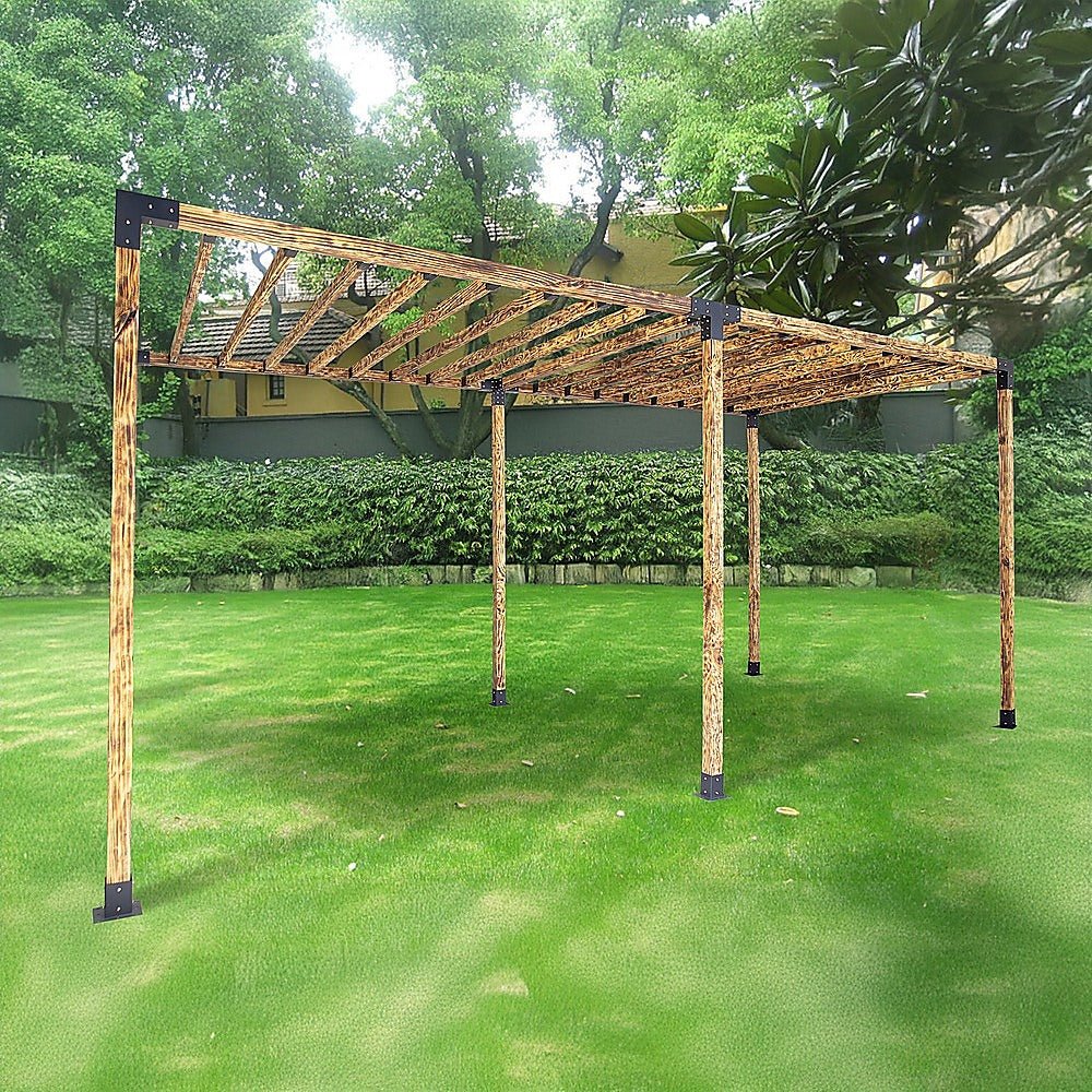 Roof Pergola Gazebo Shed Matte Black Steel Brackets DIY Kits - Outdoorium