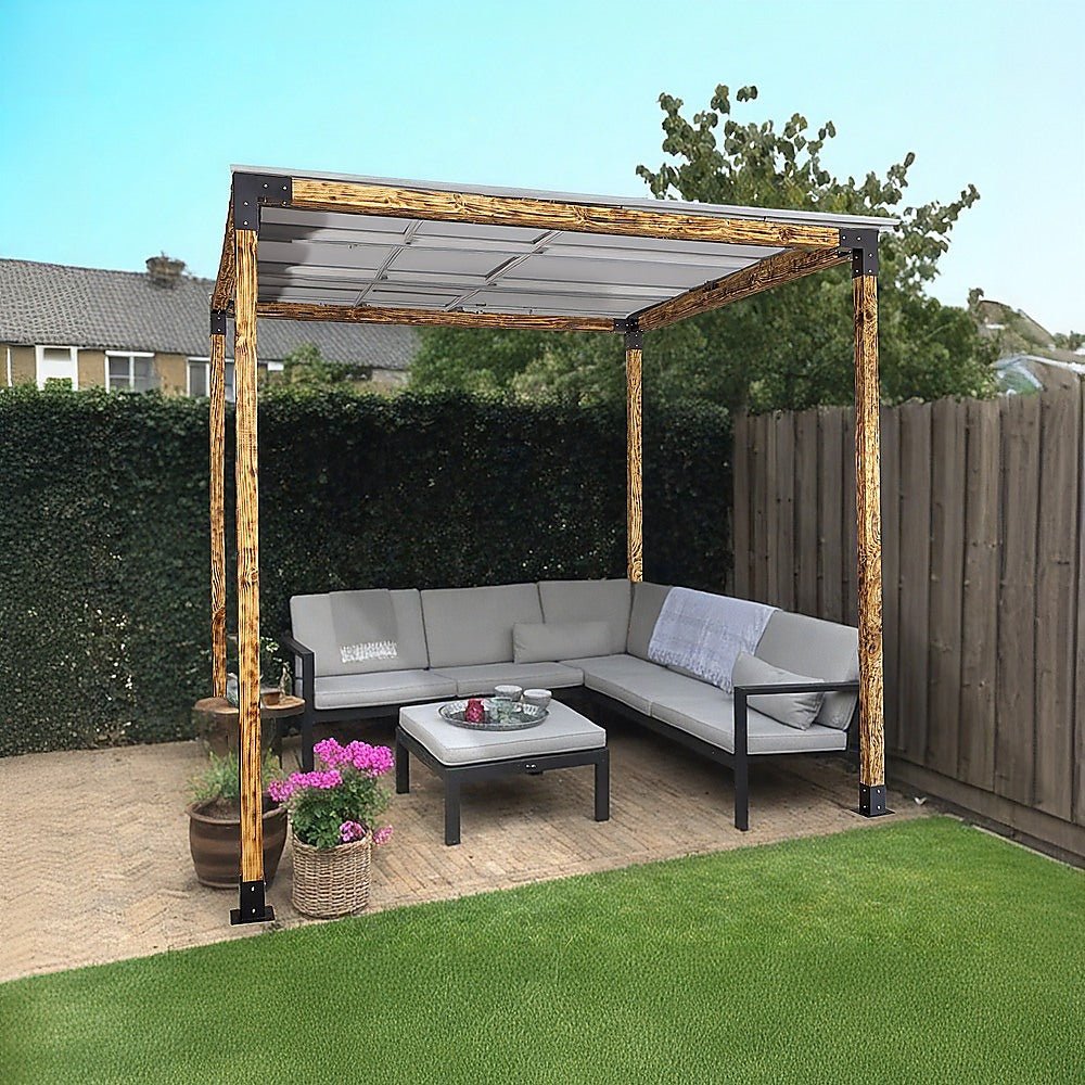 Roof Pergola Gazebo Shed Matte Black Steel Brackets DIY Kits - Outdoorium