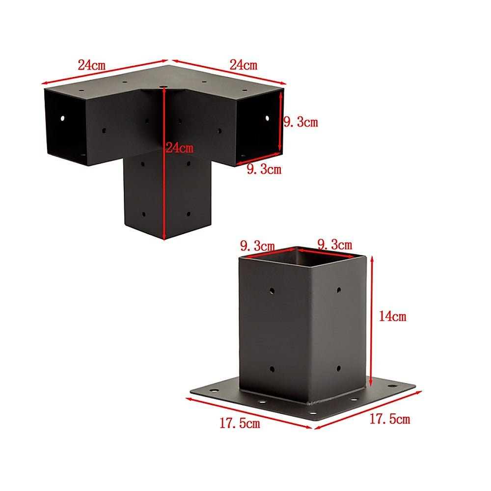 Roof Pergola Gazebo Shed Matte Black Steel Brackets DIY Kits - Outdoorium