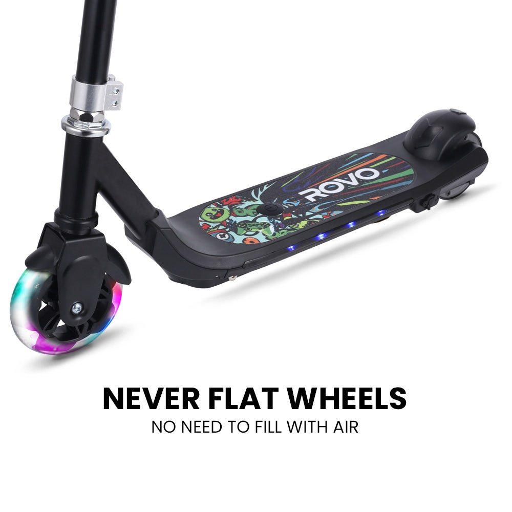 ROVO KIDS WhizKid Electric Scooter, Ages 5 - 11, Adjustable Height, AU Compliant, Lithium Battery, Brushless Motor, Black | Outdoorium