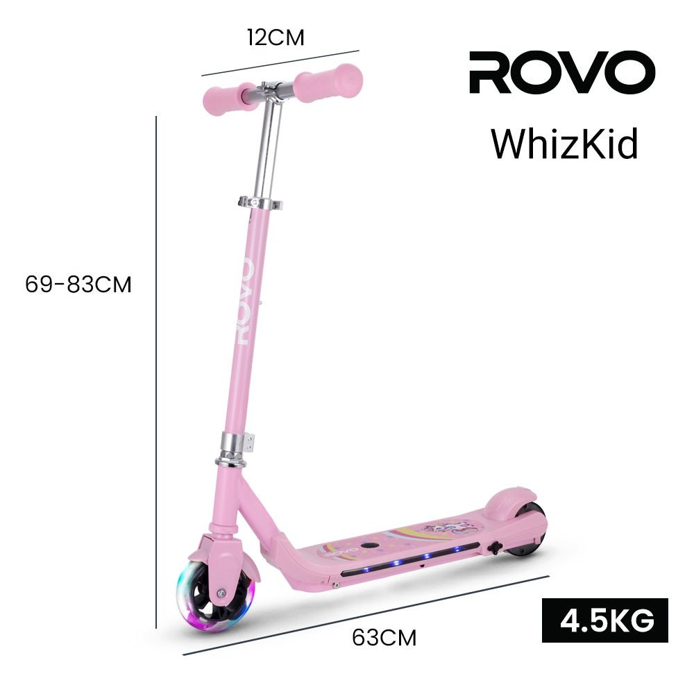 ROVO KIDS WhizKid Electric Scooter, Ages 5 - 11, Adjustable Height, AU Compliant, Lithium Battery, Brushless Motor, Pink | Outdoorium