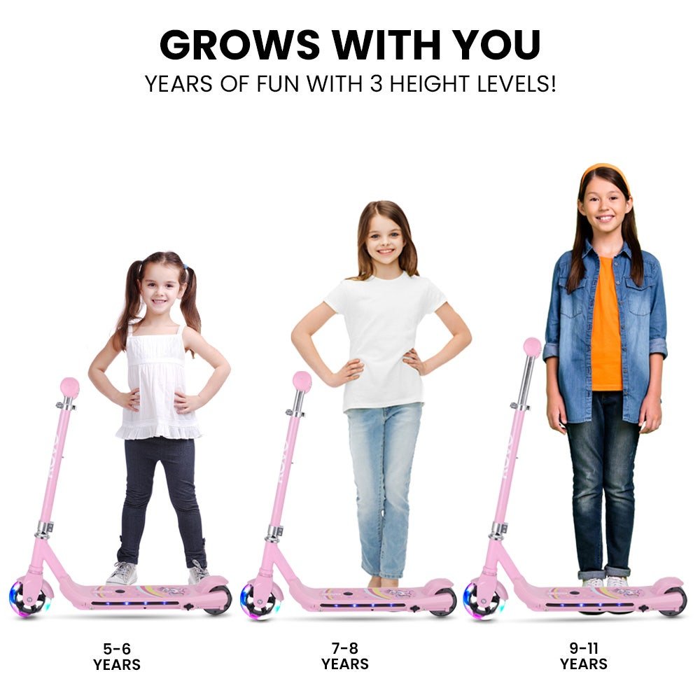 ROVO KIDS WhizKid Electric Scooter, Ages 5 - 11, Adjustable Height, AU Compliant, Lithium Battery, Brushless Motor, Pink | Outdoorium