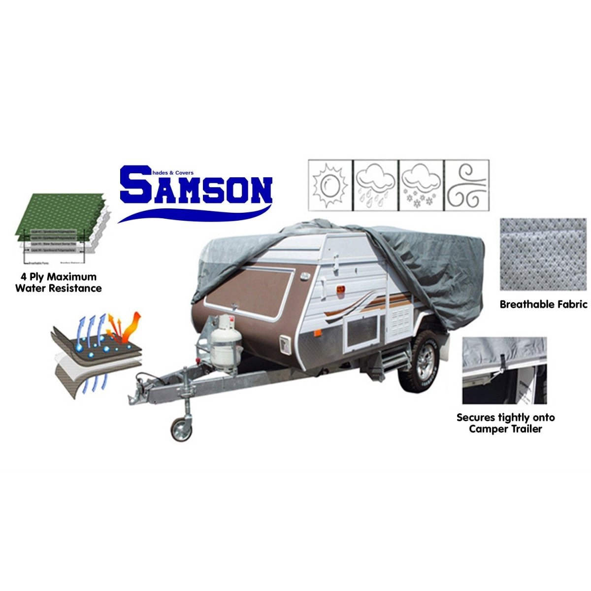 Samson Heavy Duty Trailer Camper Cover 10 - 12ft - Outdoorium