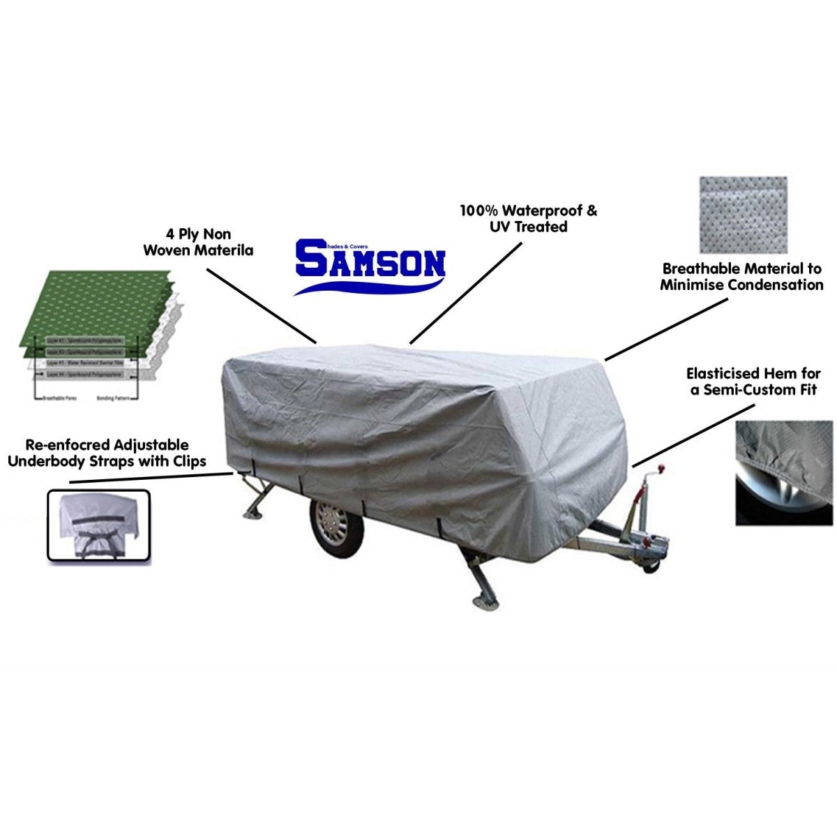 Samson Heavy Duty Trailer Camper Cover 10 - 12ft - Outdoorium