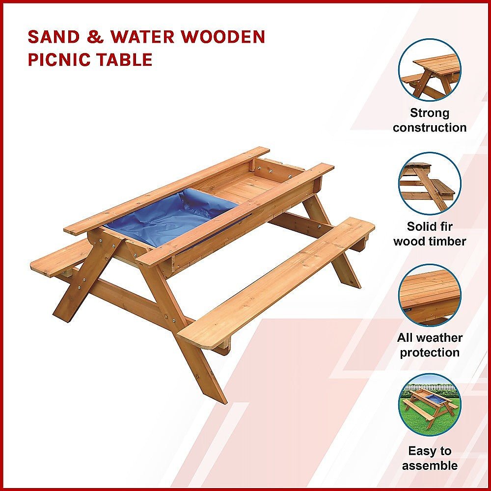 Sand &amp; Water Wooden Picnic Table - Outdoorium