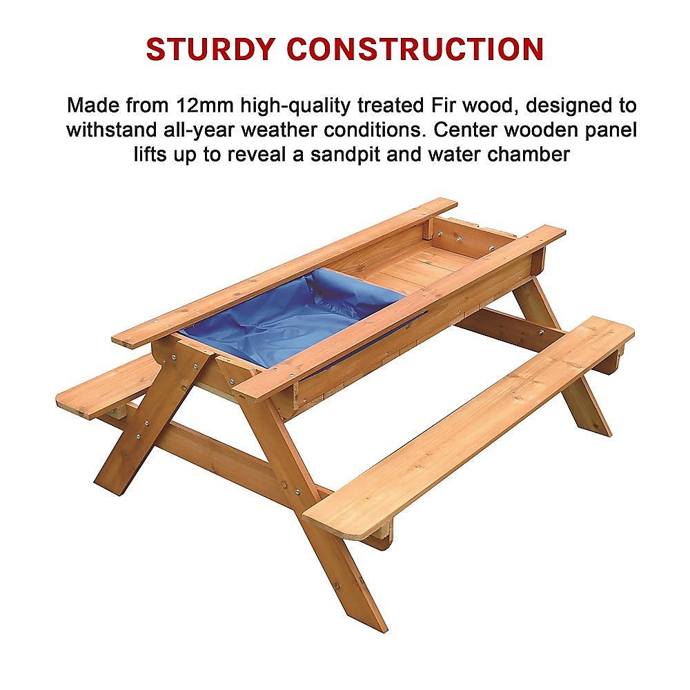 Sand &amp; Water Wooden Picnic Table - Outdoorium